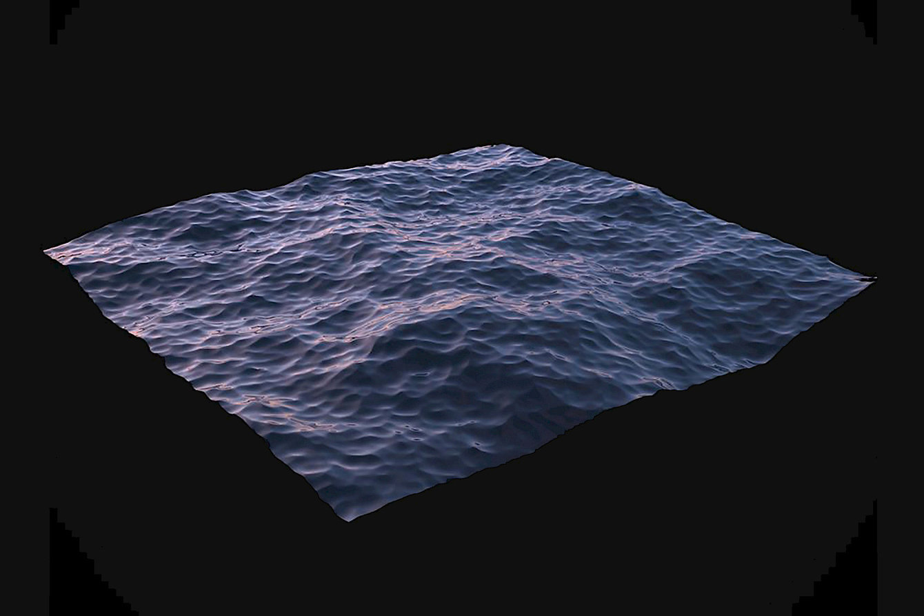 Eine animierte blaue Fläche vor schwarzem Hintergrund
