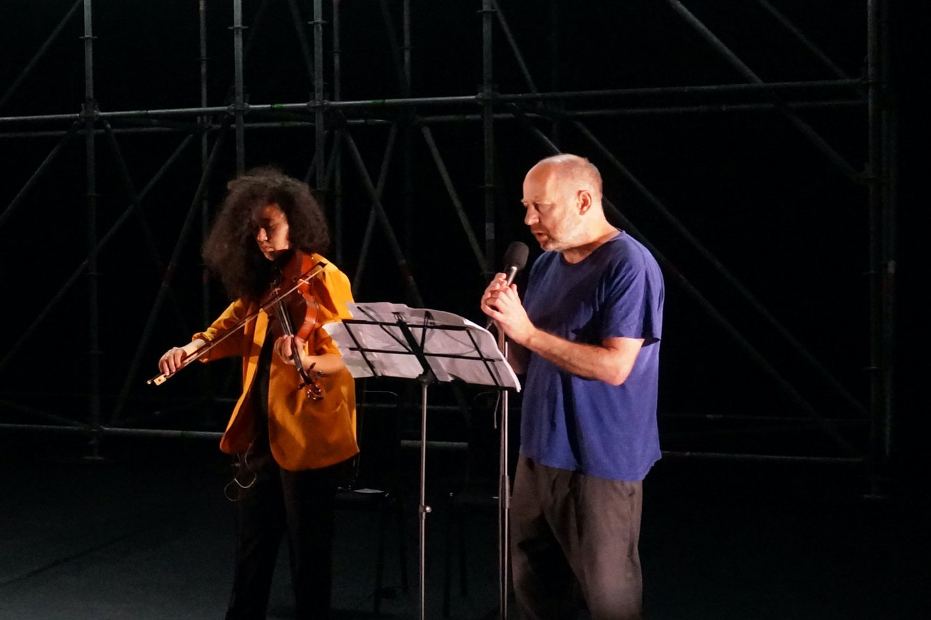 Tim Etchells & Aisha Orazbayeva on stage