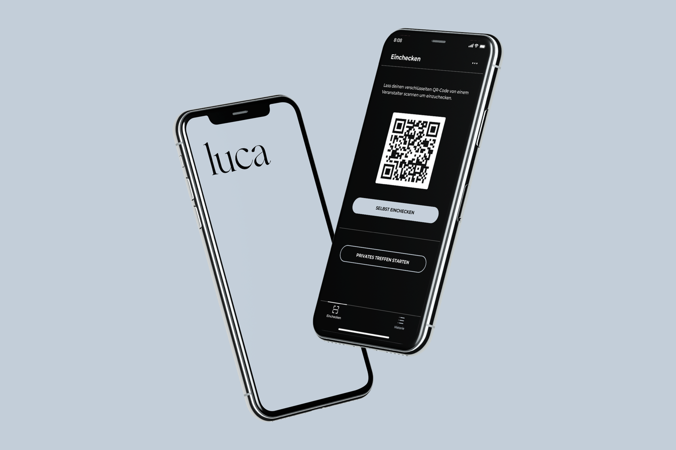 Die Luca-App ist auf einem Handy geöffnet.