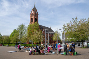 Ansicht Katernberger Markt mit Frühlingsaktion