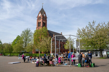 Ansicht Katernberger Markt mit Frühlingsaktion