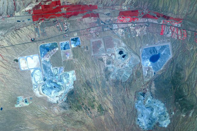 Drone picture of a copper mine in Arizona, USA